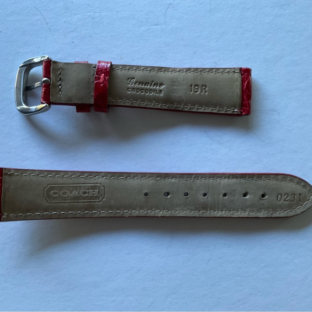 Coach Genuine Crocodile Cherry Red Watchband - Picture 2 of 4